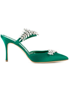 мюли с отделкой стразами Manolo Blahnik