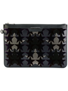 Derek velvet-flocked clutch Jimmy Choo