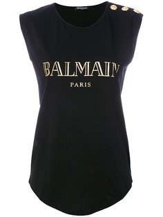 logo printed tank top Balmain