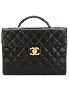 стеганый портфель с логотипом  Chanel Vintage
