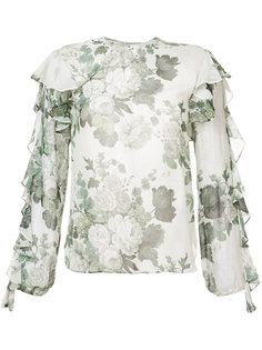 блузка с оборками и цветочным принтом Robert Rodriguez