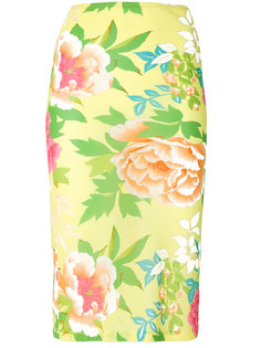 полупрозрачная юбка с цветочным принтом  Kenzo Vintage