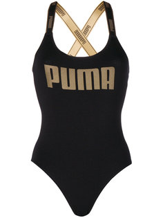 слитный купальник с золотистым логотипом Puma