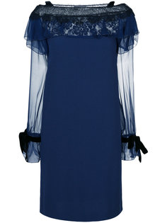 платье шифт с кружевной вставкой  Alberta Ferretti
