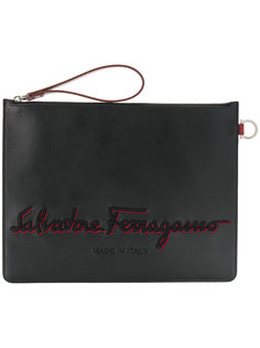 logo embroidered clutch bag Salvatore Ferragamo