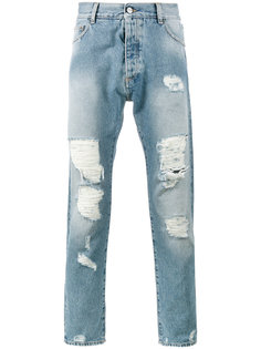джинсы стандартной посадки с порванными деталями Palm Angels