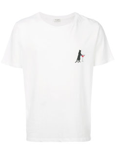 футболка с принтом кота Saint Laurent