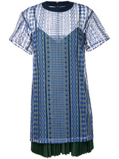 многослойное платье-футболка с вышивкой Sacai