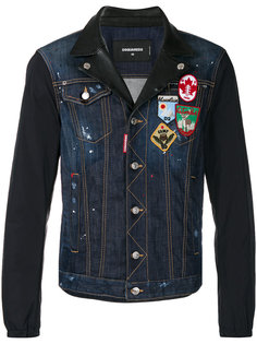 джинсовая куртка с кожаной вставкой Dsquared2