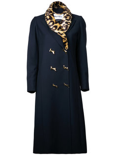 двубортное пальто с леопардовой отделкой Muveil