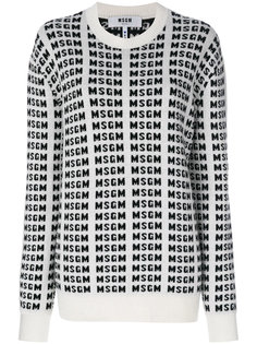 джемпер вязки интарсия с логотипом MSGM