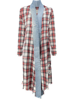 винтажное клетчатое удлиненное кимоно Greg Lauren