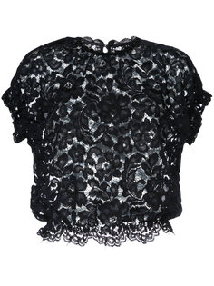 lace detail ruffled sleeve top Aula