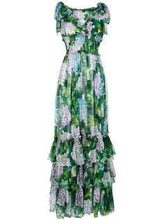 длинное платье с принтом гортензий Dolce & Gabbana