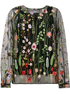 прозрачная блузка с цветочной вышивкой Odeeh