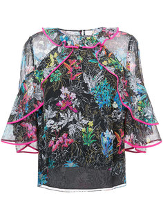 блузка с цветочным узором и оборками Peter Pilotto