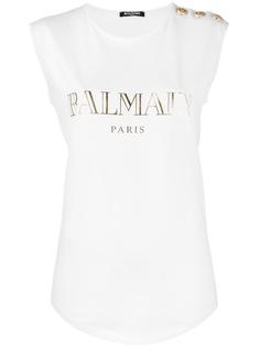 топ в военном стиле с логотипом Balmain