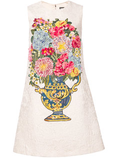 жаккардовое платье с цветочной вышивкой Dolce & Gabbana