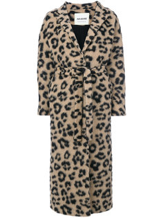 длинное пальто с поясом и гепардовым принтом  Ava Adore