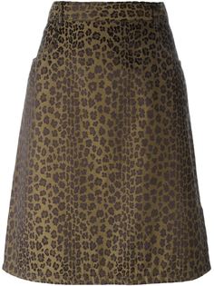 жаккардовая юбка с леопардовым принтом Fendi Vintage
