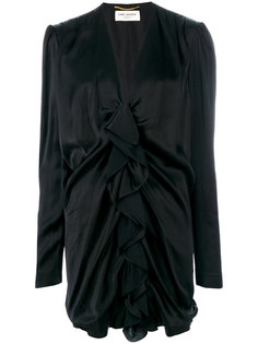 платье миди с оборкой  Saint Laurent