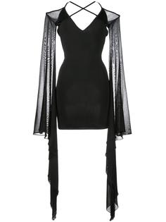 короткое платье с расклешенными рукавами Balmain