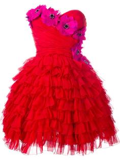 платье с оборками и цветочным украшением Dolce & Gabbana