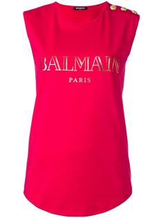 футболка с принтом логотипа   Balmain