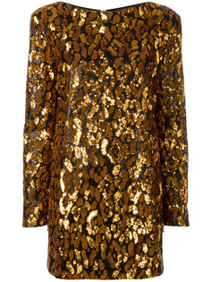 леопардовое платье с пайетками Balmain