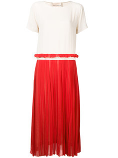 платье с контрастной плиссированной юбкой Erika Cavallini