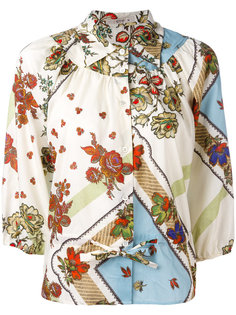 блузка с цветочным принтом и свободными рукавами  Etro