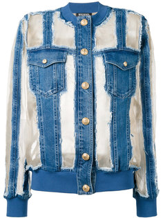 джинсовая куртка с прозрачными панелями Balmain