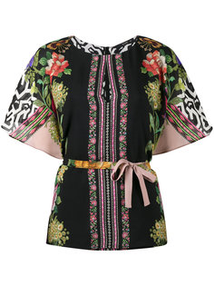 блузка с рукавами-кап и цветочным принтом Etro