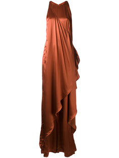 атласное длинное платье Balmain