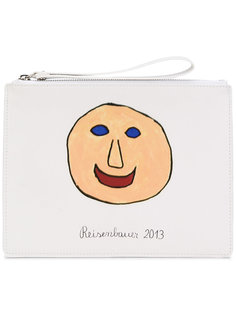 printed face pencil case clutch Christopher Kane