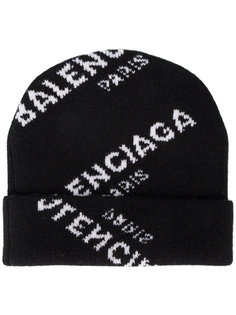 вязаная шапка с логотипом в технике "интарсия" Balenciaga