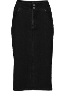 Мода больших размеров: юбка-стретч длиной миди (черный «потертый») Bonprix