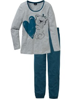 Трикотажная пижама (серо-синий с рисунком) Bonprix
