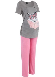 Пижама для будущих и кормящих мам (серый/розовый) Bonprix