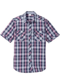 Рубашка Regular Fit с коротким рукавом (ягодный матовый в клетку) Bonprix