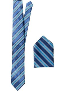Набор: галстук + карманный платочек в полоску (темно-синий в полоску) Bonprix