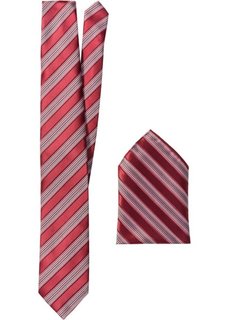 Набор: галстук + карманный платочек в полоску (красный в полоску) Bonprix