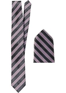 Набор: галстук + карманный платочек в полоску (черный в полоску) Bonprix