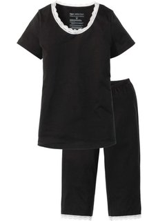 Пижама-капри из органического хлопка (черный/белый) Bonprix