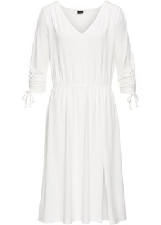 Платье со сборками (белый) Bonprix