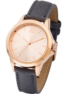 Часы на классическом браслете (серый/розово-золотистый) Bonprix