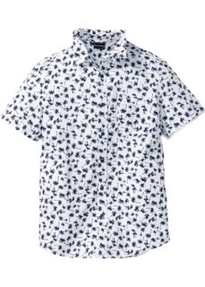 Рубашка Slim Fit с коротким рукавом (белый с рисунком) Bonprix