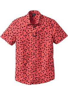 Рубашка Slim Fit с коротким рукавом (омаровый с рисунком) Bonprix
