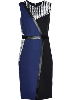 Трикотажное платье (черный/ночная синь/белый) Bonprix