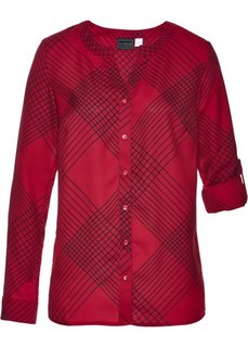 Клетчатая блузка с принтом (темно-красный/черный) Bonprix